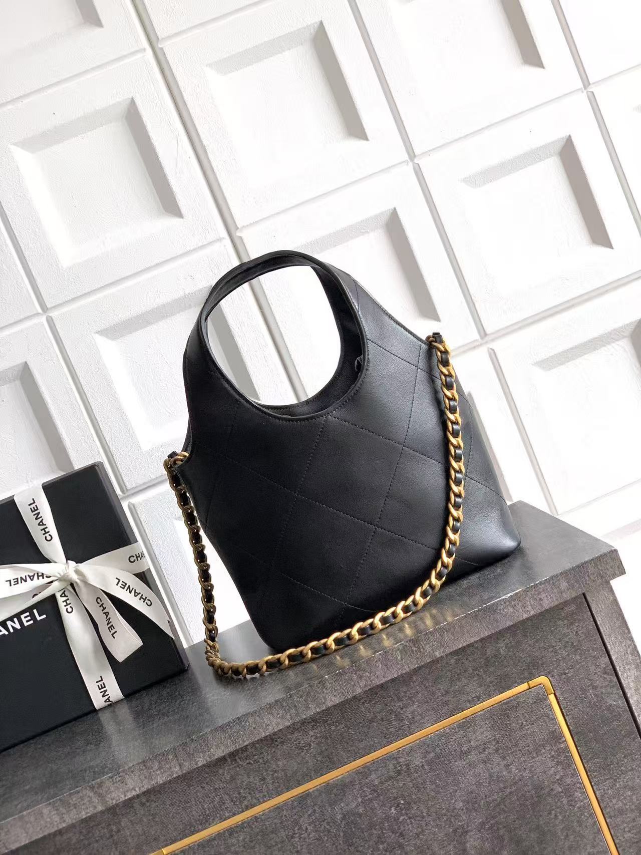 CC SS 2026 Small Shopping Bag Black Lambskin