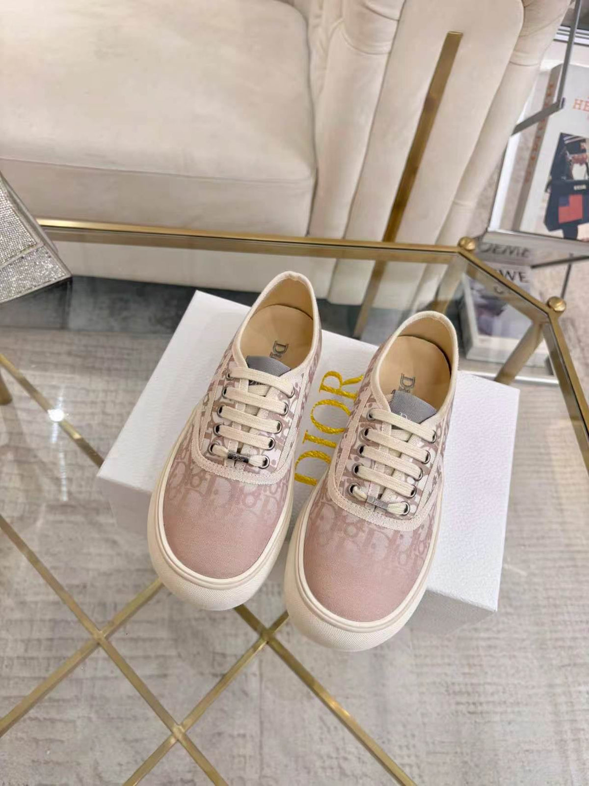 CD 26s Low Top Sneakers Light Pink Dior Oblique Canvas 839142