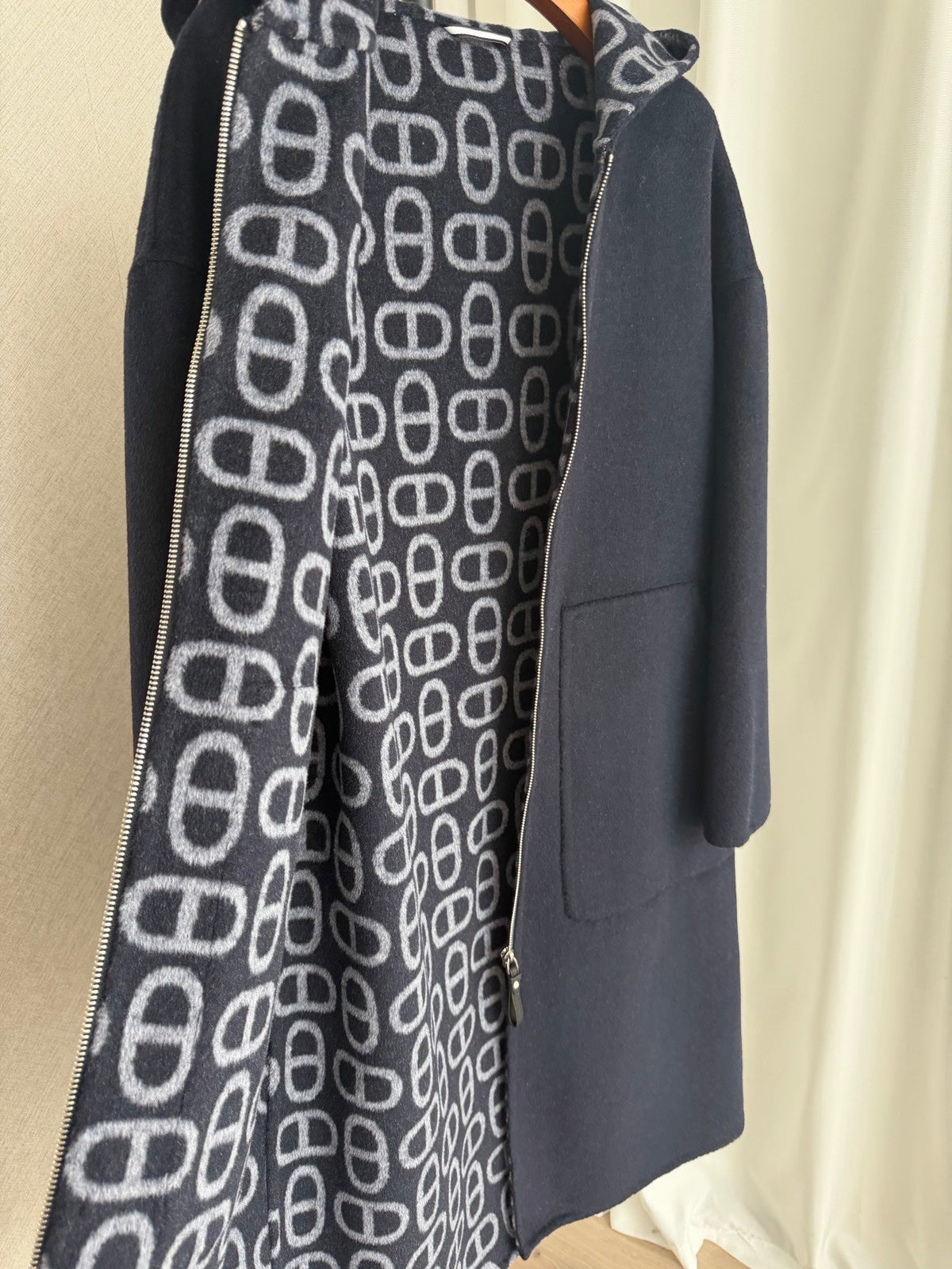 HM 26FW Hooded Coat Pig-Nose Detail Cashmere 440849