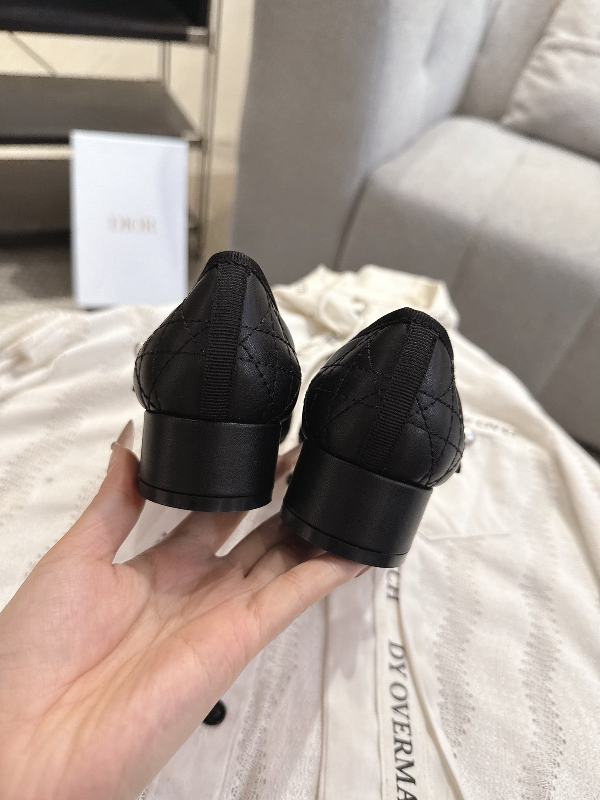 Dior 26s Mary Jane Pumps Black Lambskin Pearl-Adorned Strap