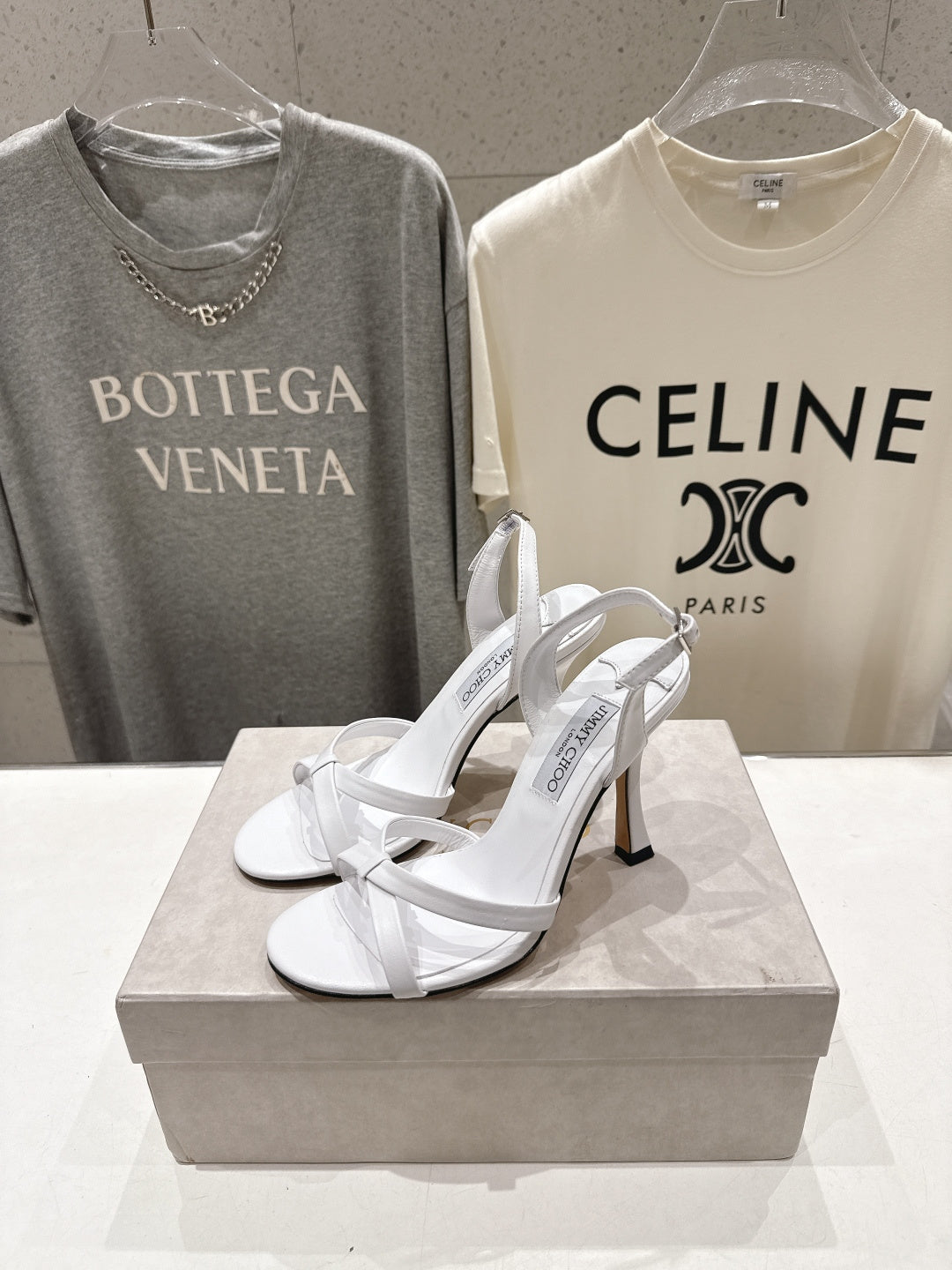 Jimmy Choo 26S High-Heeled Sandals 10.0cm White Lambskin 825194