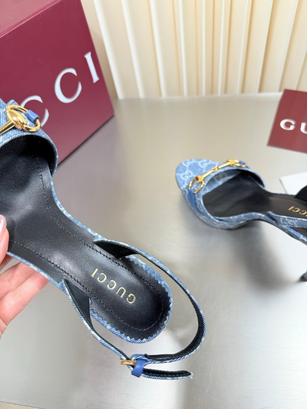 Gucci 26s Slingback Pump 10.5cm Blue Denim
