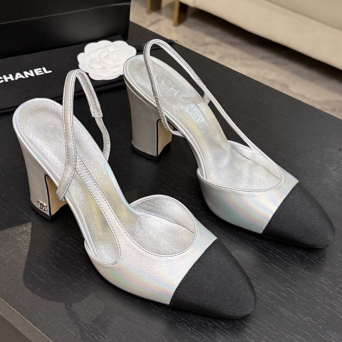Chanel 2026 Two-Tone Slingback 7.0cm Cowhide 168116