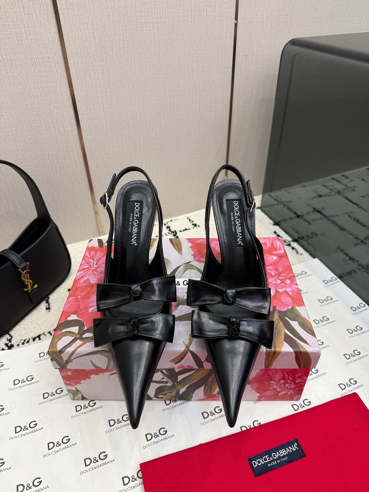 DG Double-Bow Slingback Pumps 10cm Leather 179863