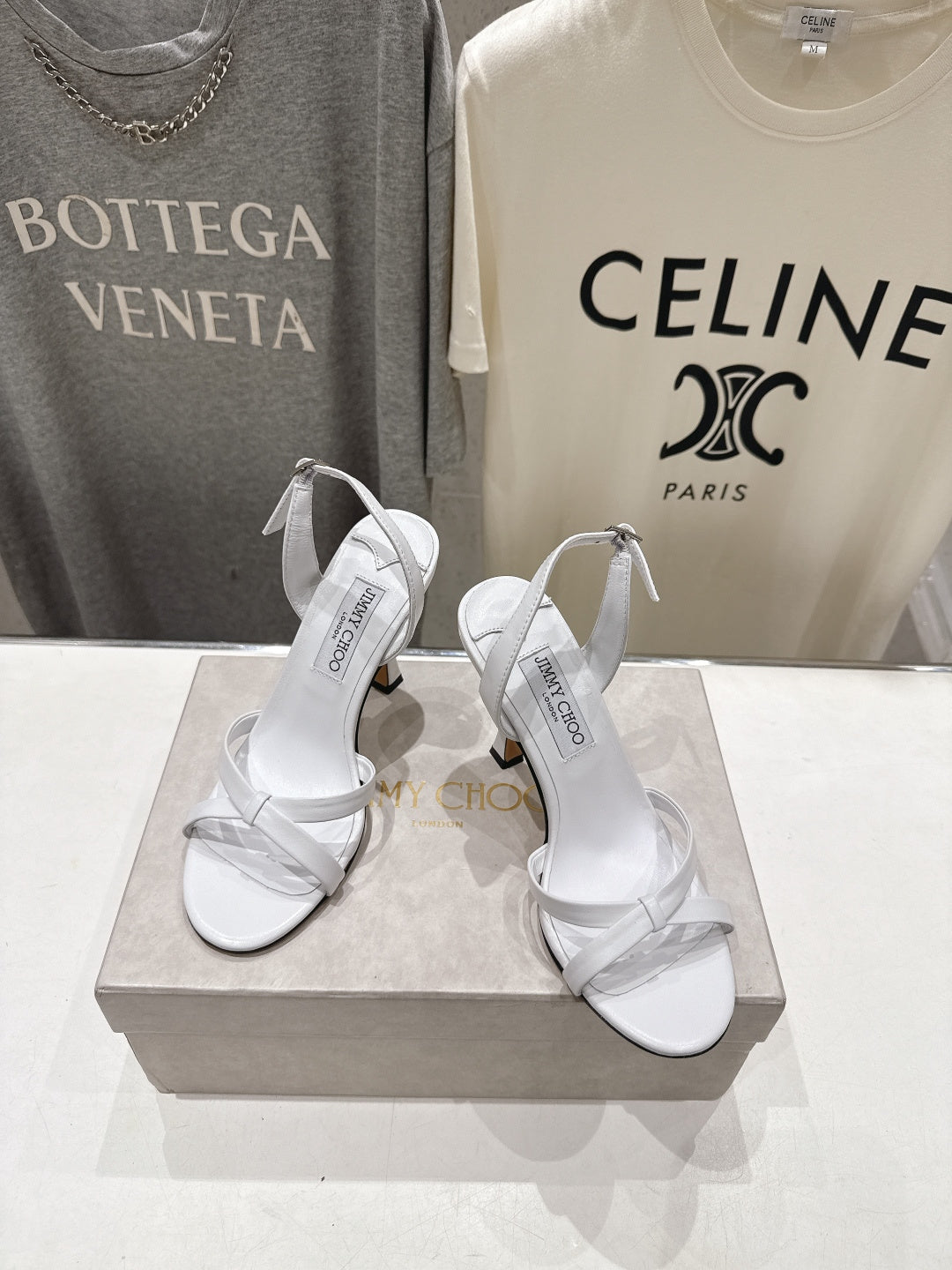Jimmy Choo 26S High-Heeled Sandals 10.0cm White Lambskin 825194