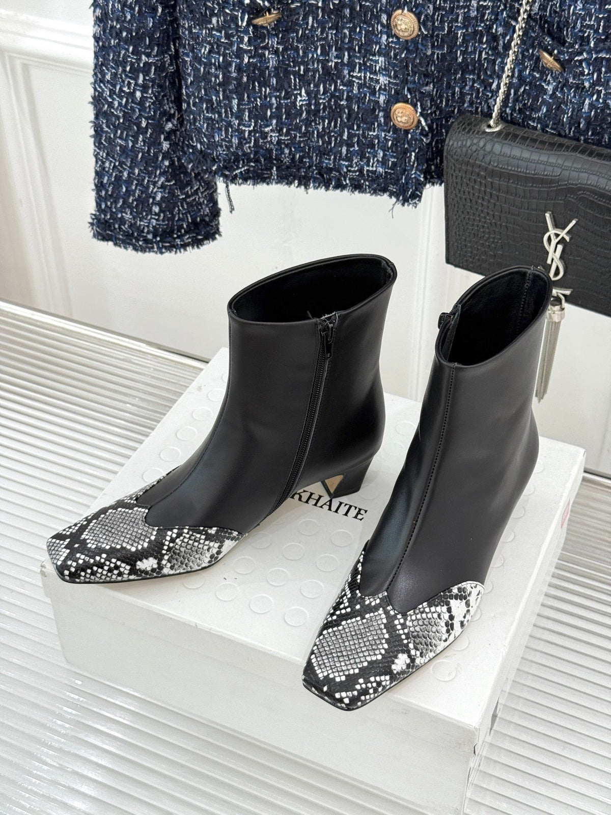 Khaite 26s Arizona Booties 4cm Python Leather 175072