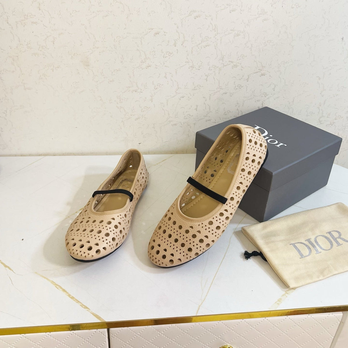 Dior 26s Mary Jane Flats Beige Calfskin