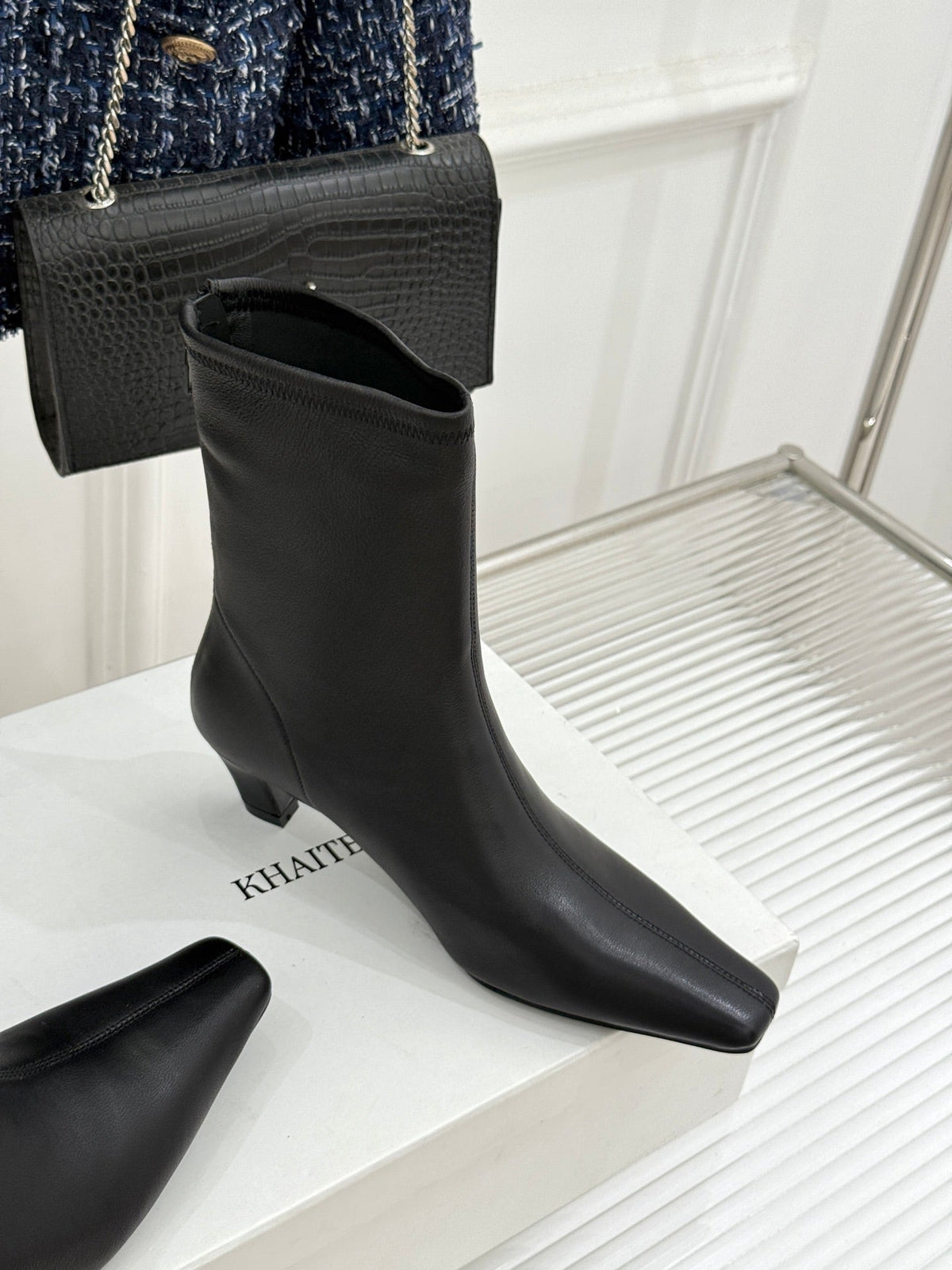 Khaite 26s Arizona Booties 4cm Black Leather 175076