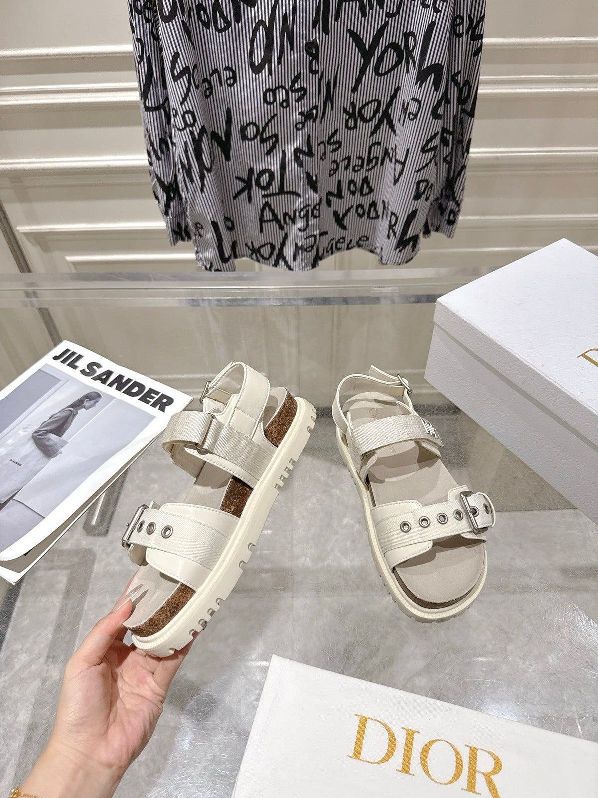 CD 26s Buckle Sandals Off White Canvas 814205