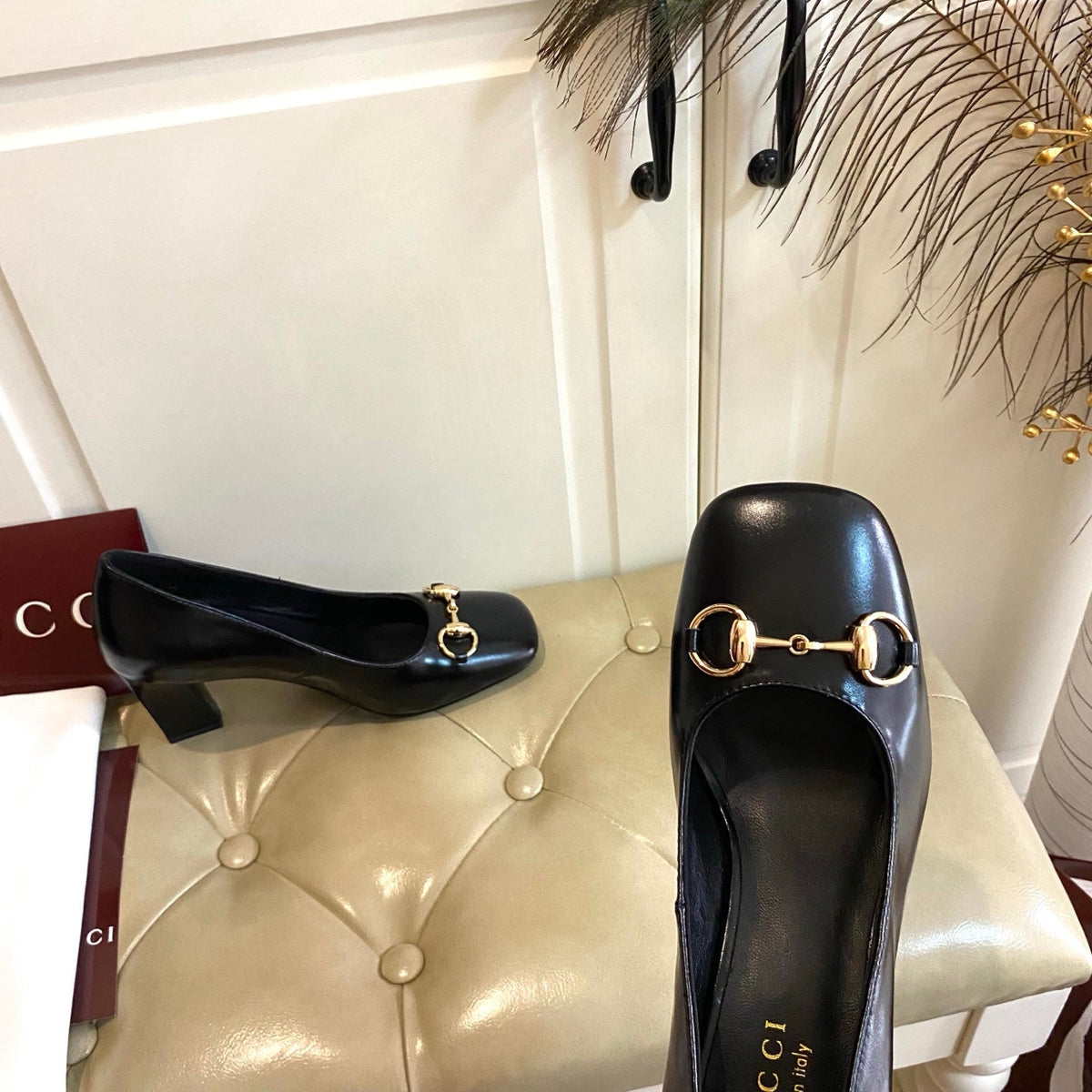 Gucci 26s Horsebit Mid-Heel Pumps 7.5cm Black Calfskin