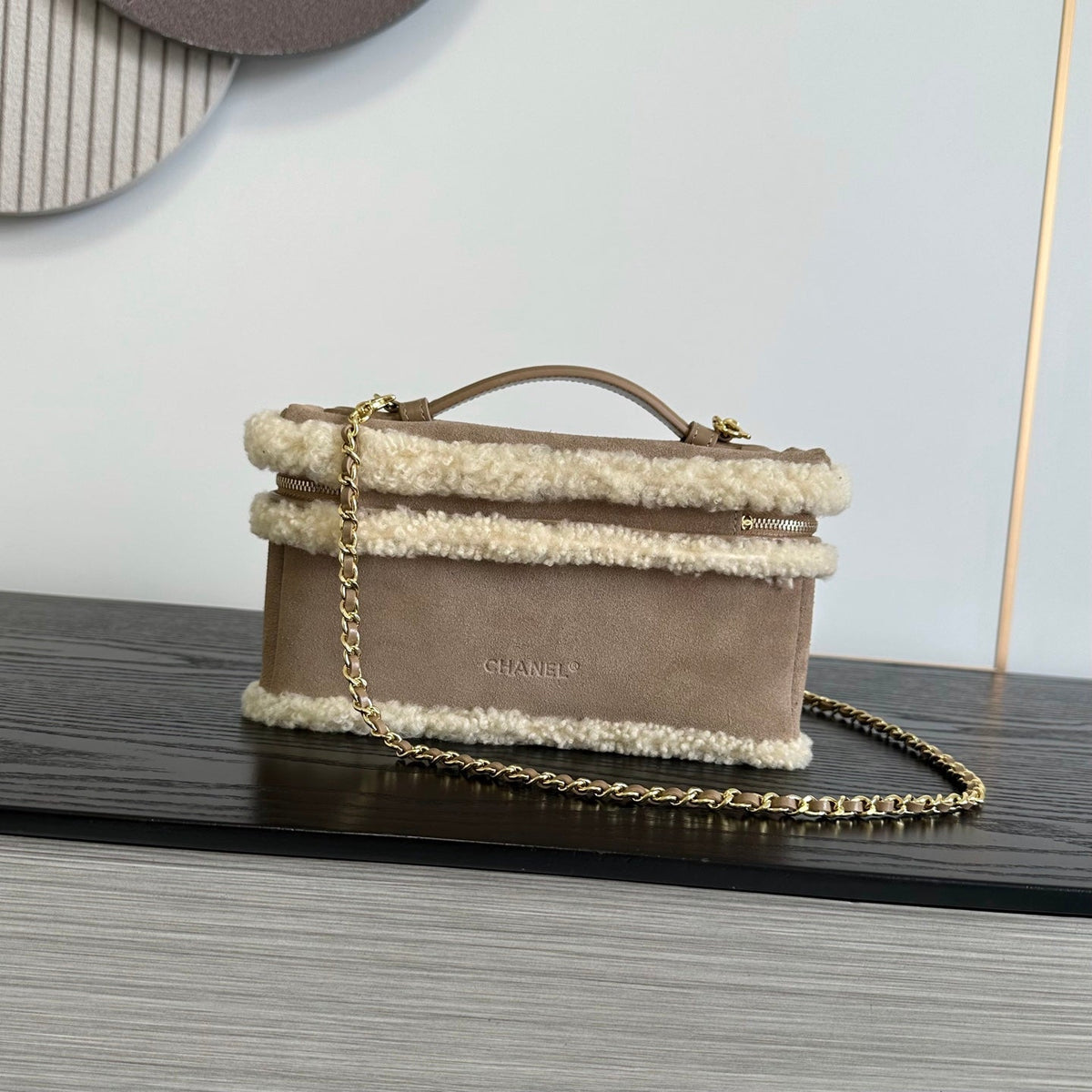 Chanel 2026 Top Handle Long Vanity Case Bag 23cm Suede Leather