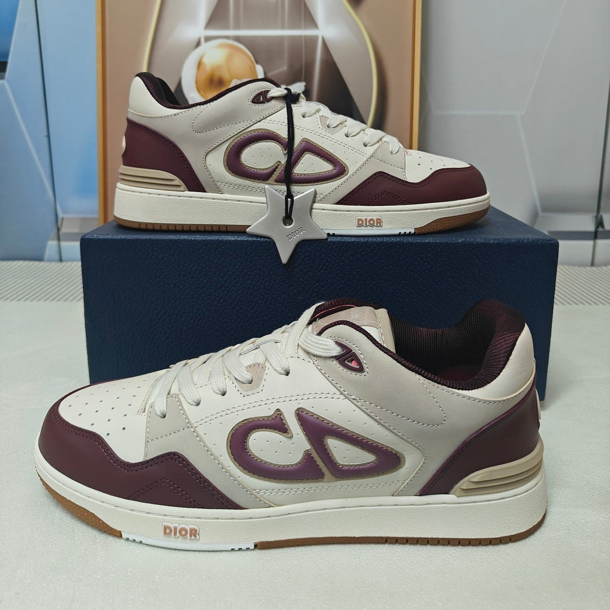 CD 26s Low Top Sneaker White Burgundy Red Calfskin 472915
