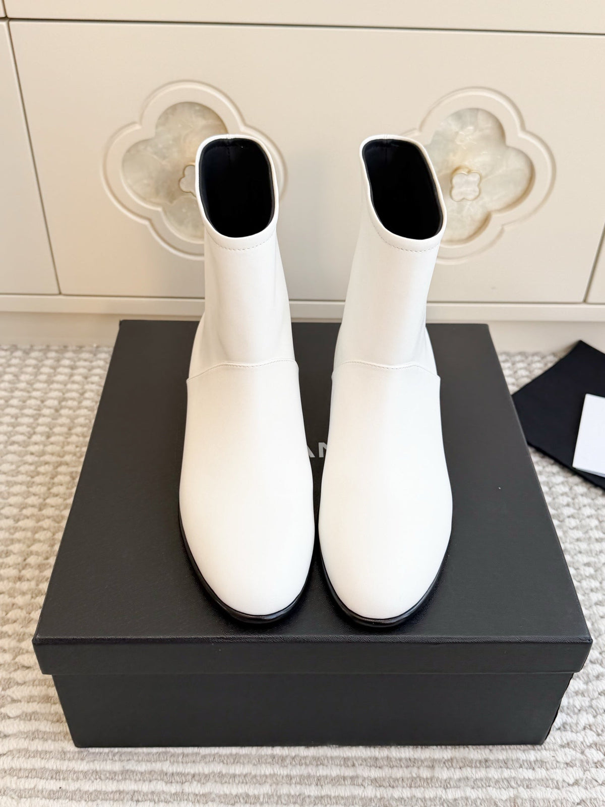 Chanel 26s Short Boots White Calfskin