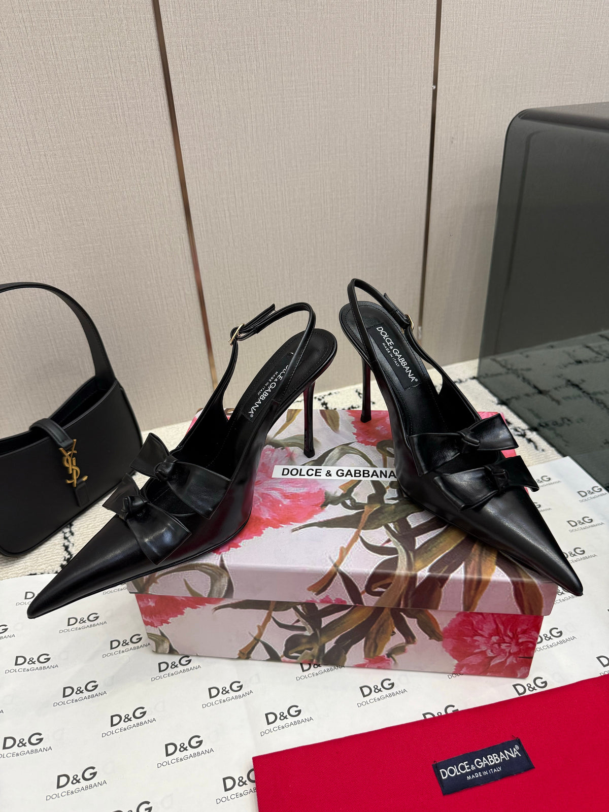 DG Double-Bow Slingback Pumps 10cm Leather 179863
