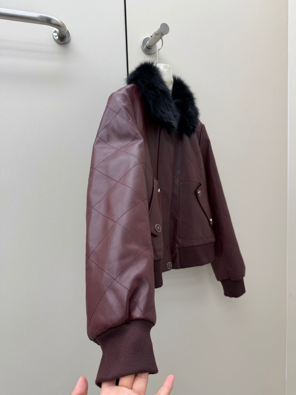 CC 26S Logo Hardware Fur Collar Jacket Lambskin 435086