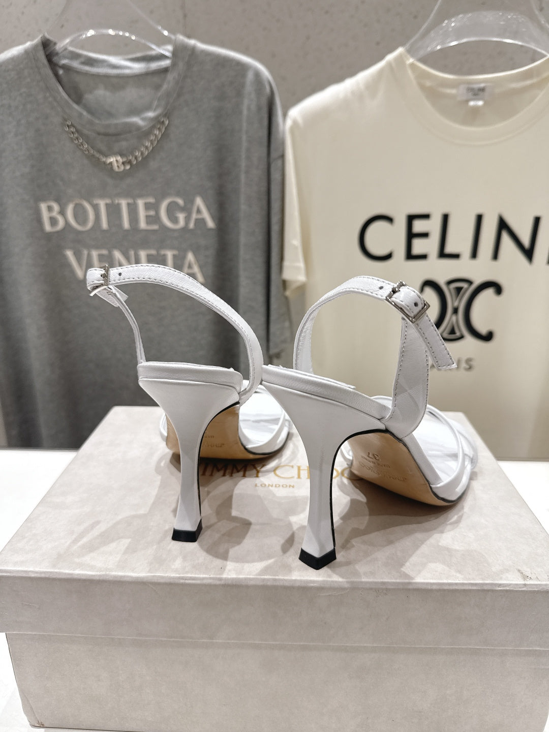 Jimmy Choo 26S High-Heeled Sandals 10.0cm White Lambskin 825194