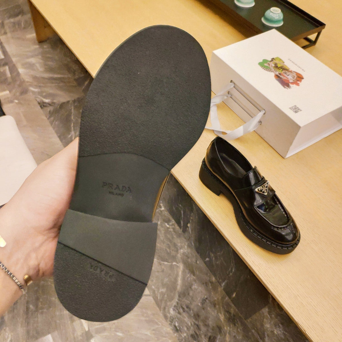 Prada 26S Penny Loafers 55mm Dark Green Patent Calfskin