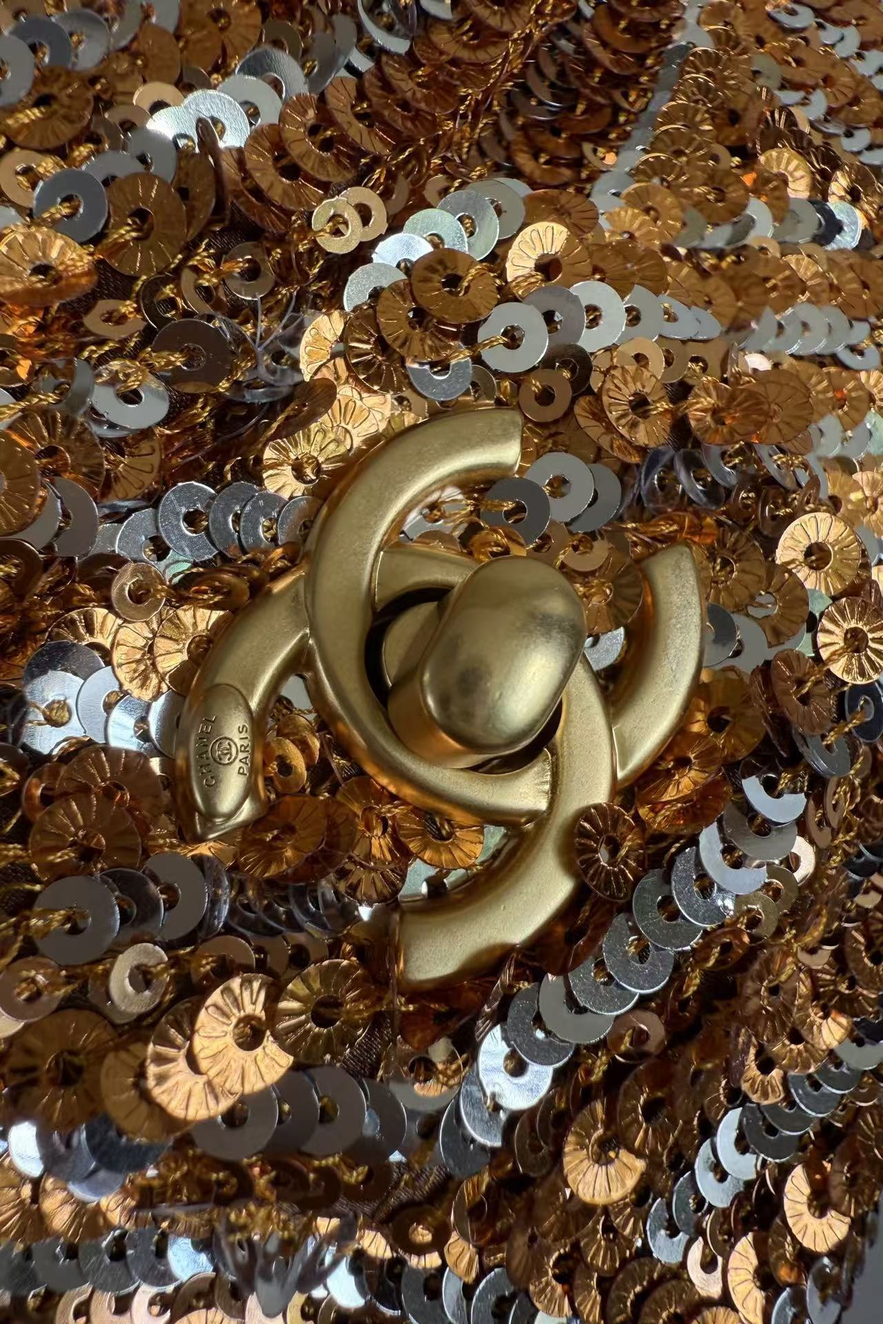 CC Mini Flap Bag 21cm Gold/Silver Sequin