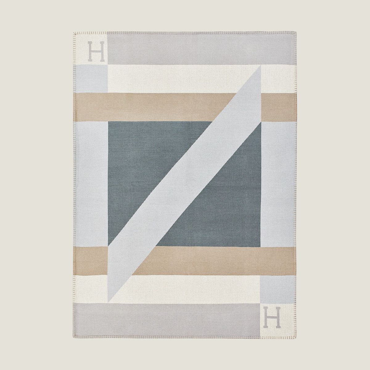 HM Drapeau Blanket Acier and Perle Wool Cashmere