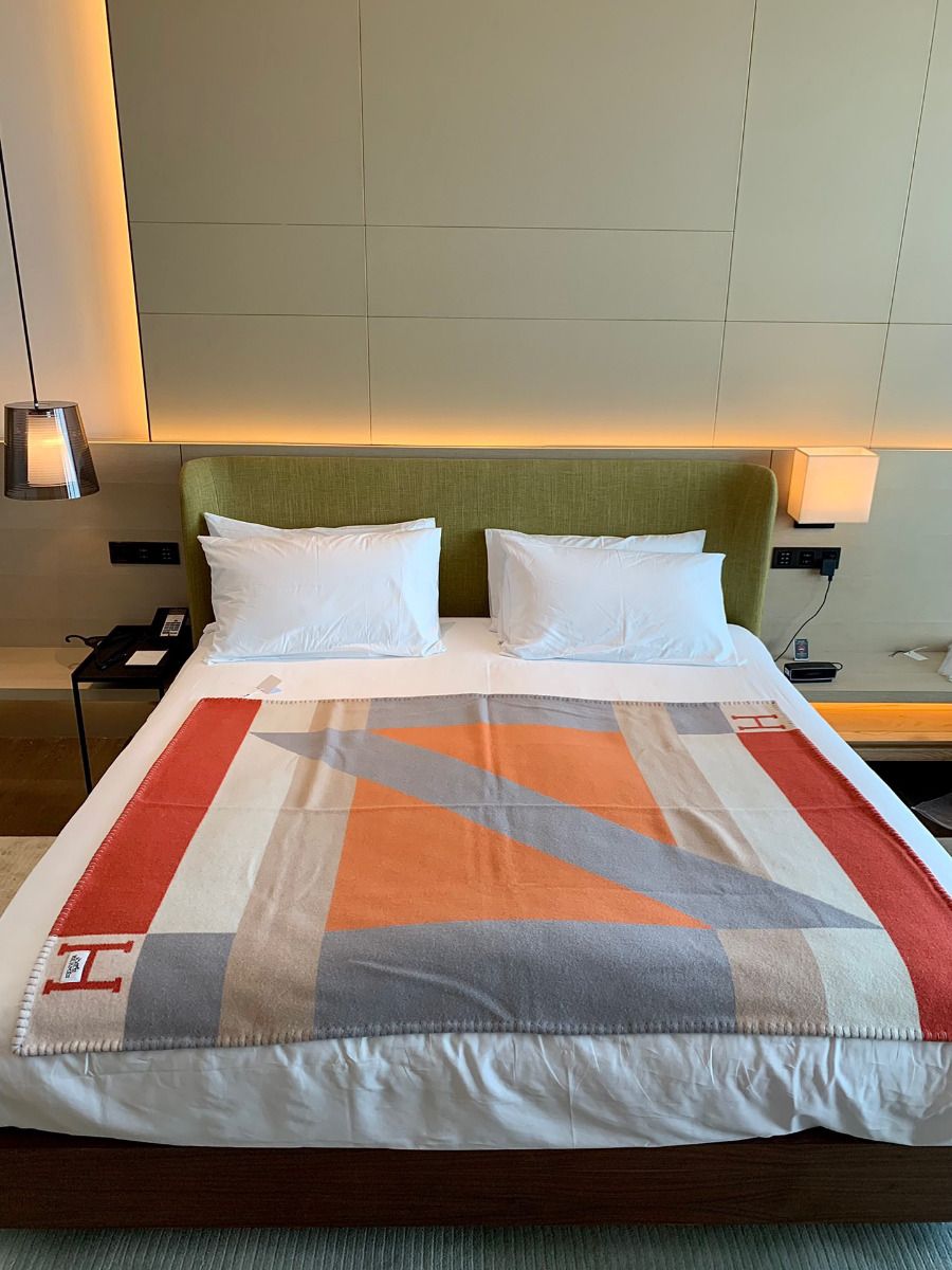 HM Drapeau Blanket Terracotta and Grey Wool Cashmere