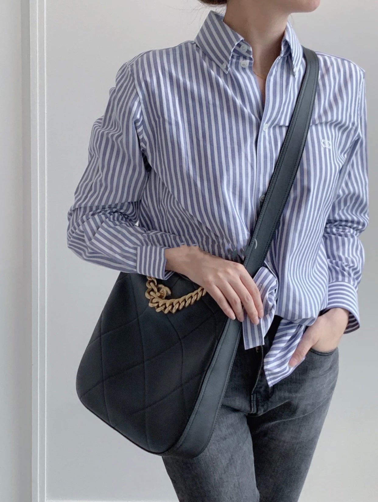 CC 21s Easy Mood Hobo Quilted 28cm Black Cowhide GHW