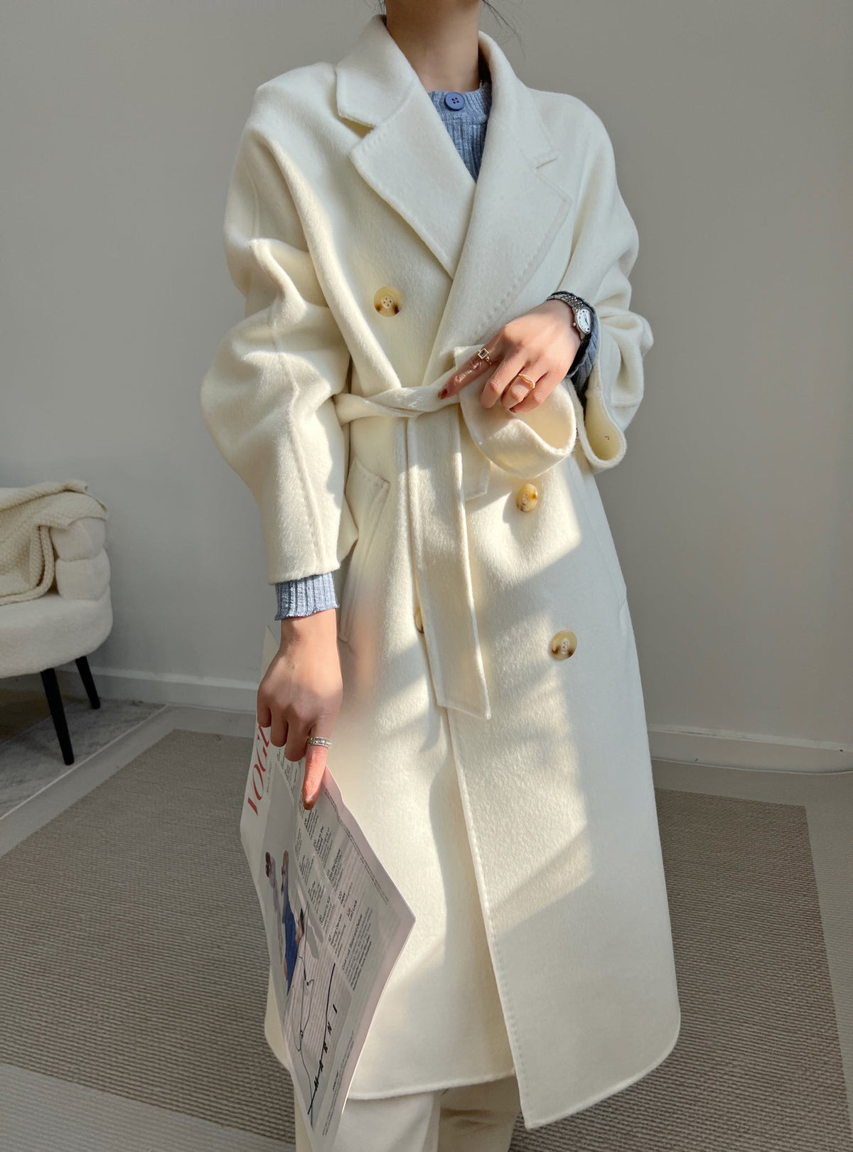 Max Mara 26s Double Breasted Coat Camel Wool Alpaca 434261