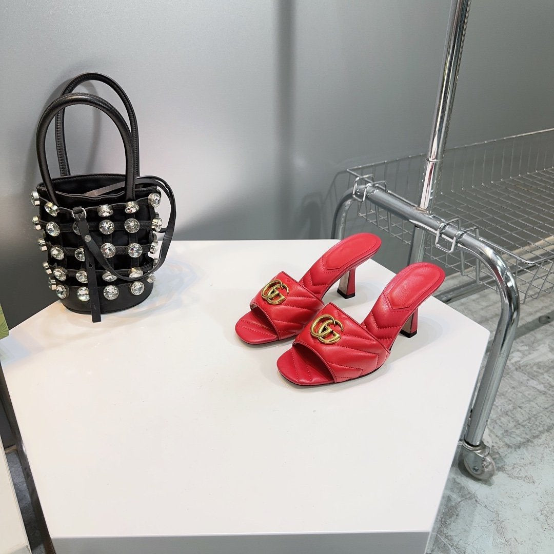 GG SANDALS HIGH-HEELED RED