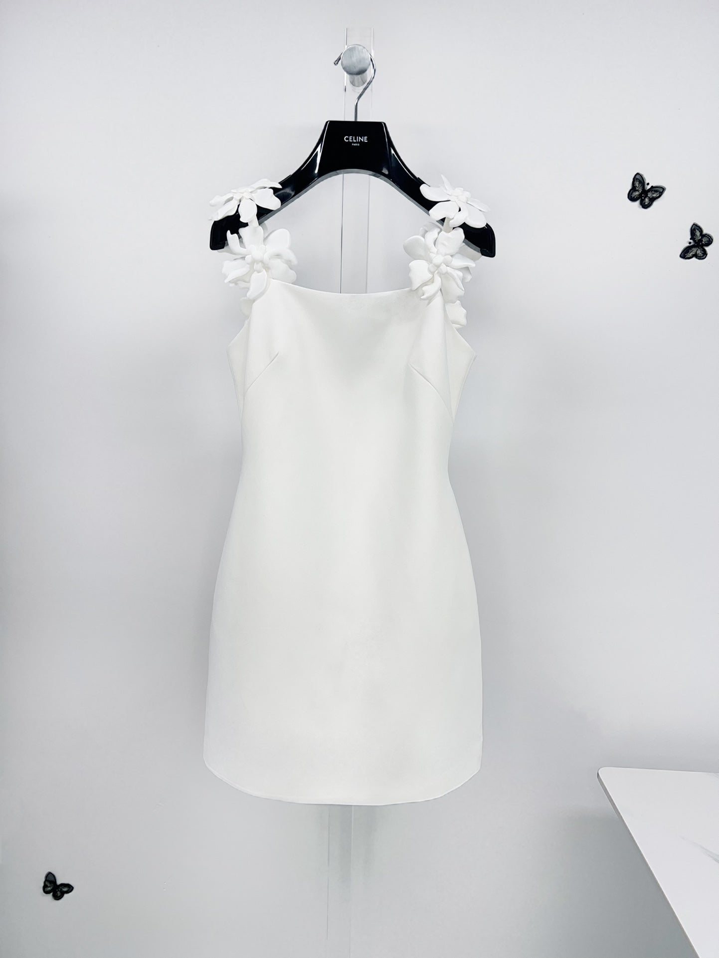 Valentino Embroidered Crepe Mini Dress White 406129