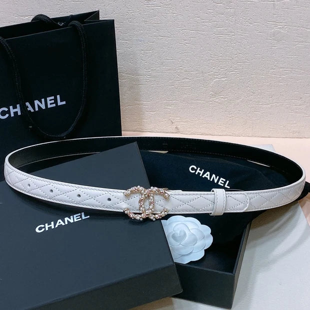 Chanel 2026 Pearl Rhinestone Buckle Belt 20mm Lambskin