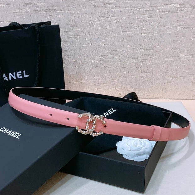 Chanel 2026 Pearl Rhinestone Buckle Belt 20mm Lambskin