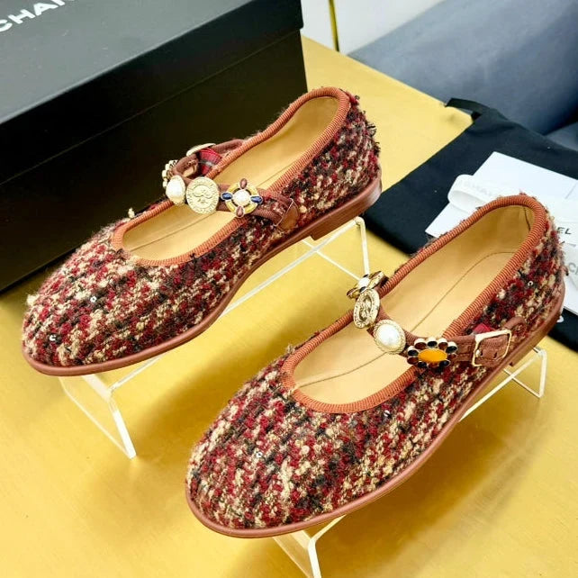 Chanel 2026 26A Métiers D'Art Ballet Flat Lambskin Fabric 983132