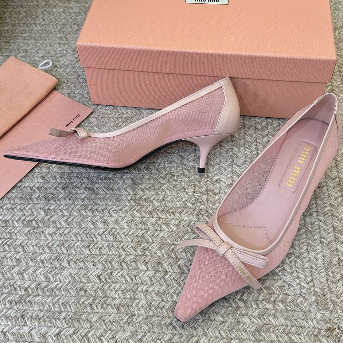 Miu Miu 2026 Pointed Toe High Heels Shoe 45mm Mesh 970396