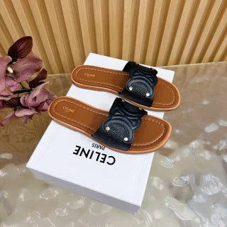 Celine 26 Triomphe Slide Sandals Leather 749443