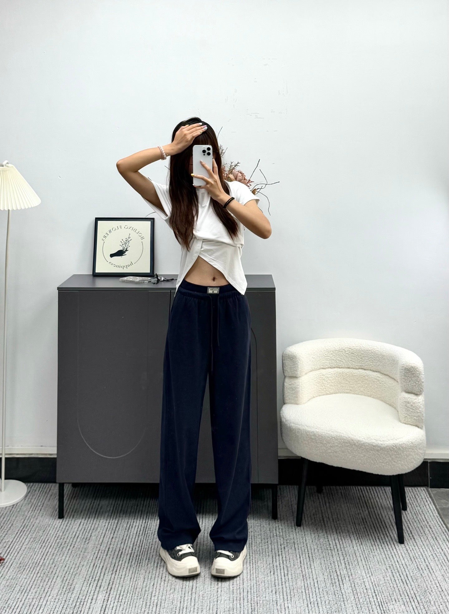 CC 26 Double-waistband Wide-leg Sweatpants in Cotton 385690