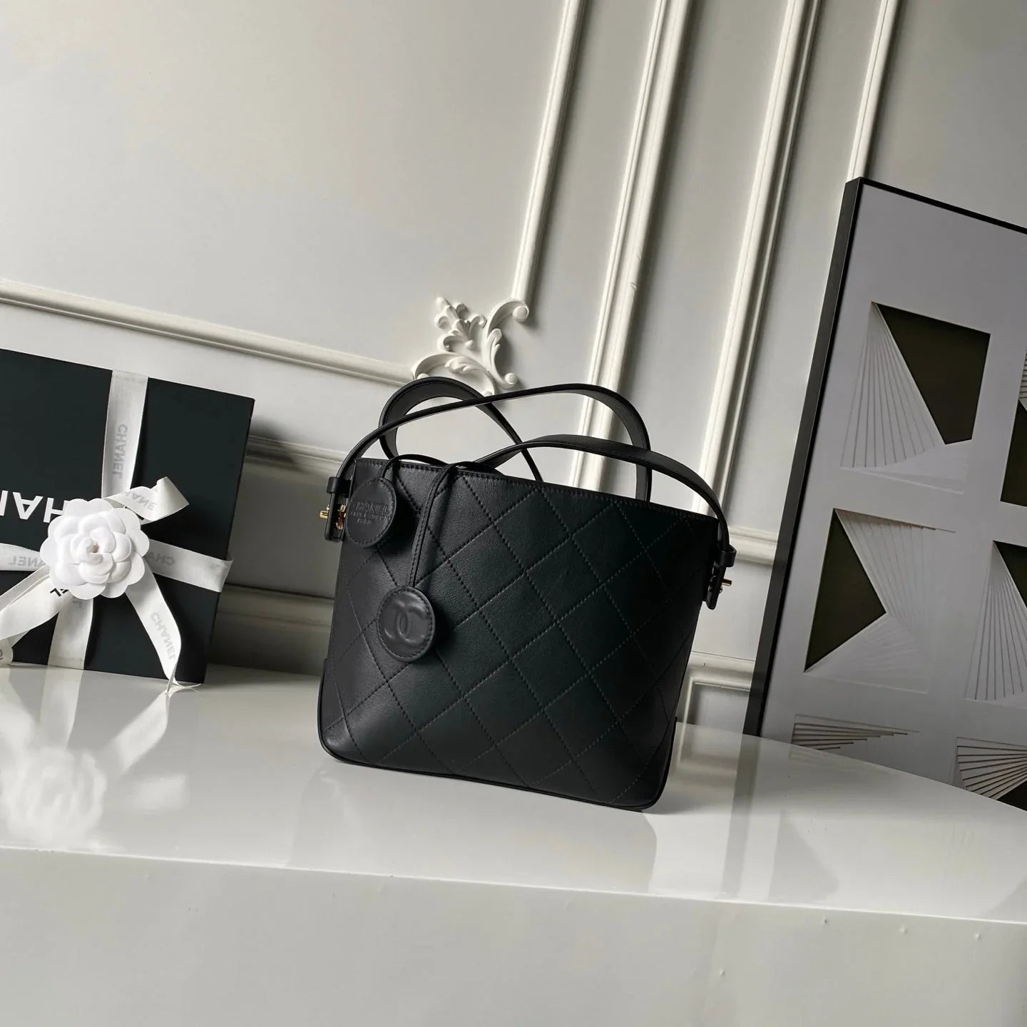 Chanel 2026 Bucket Bag 27.5cm Suede Calfskin