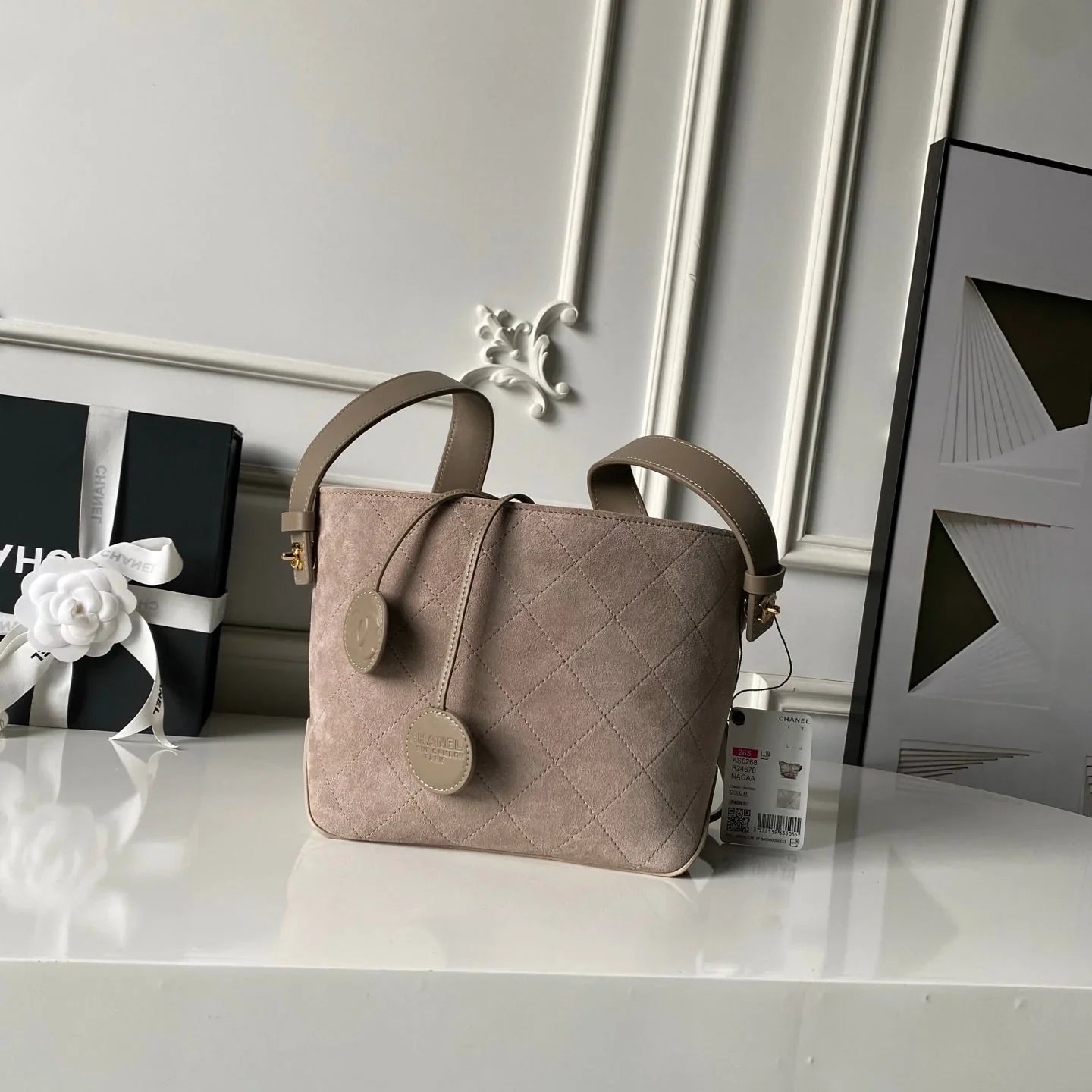 Chanel 2026 Bucket Bag 27.5cm Suede Calfskin