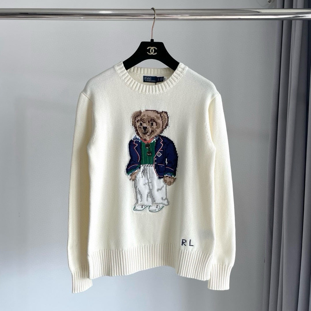 Ralph Lauren 2026 Yellow Scarf Bear Crewneck Sweater Cotton Linen 438273