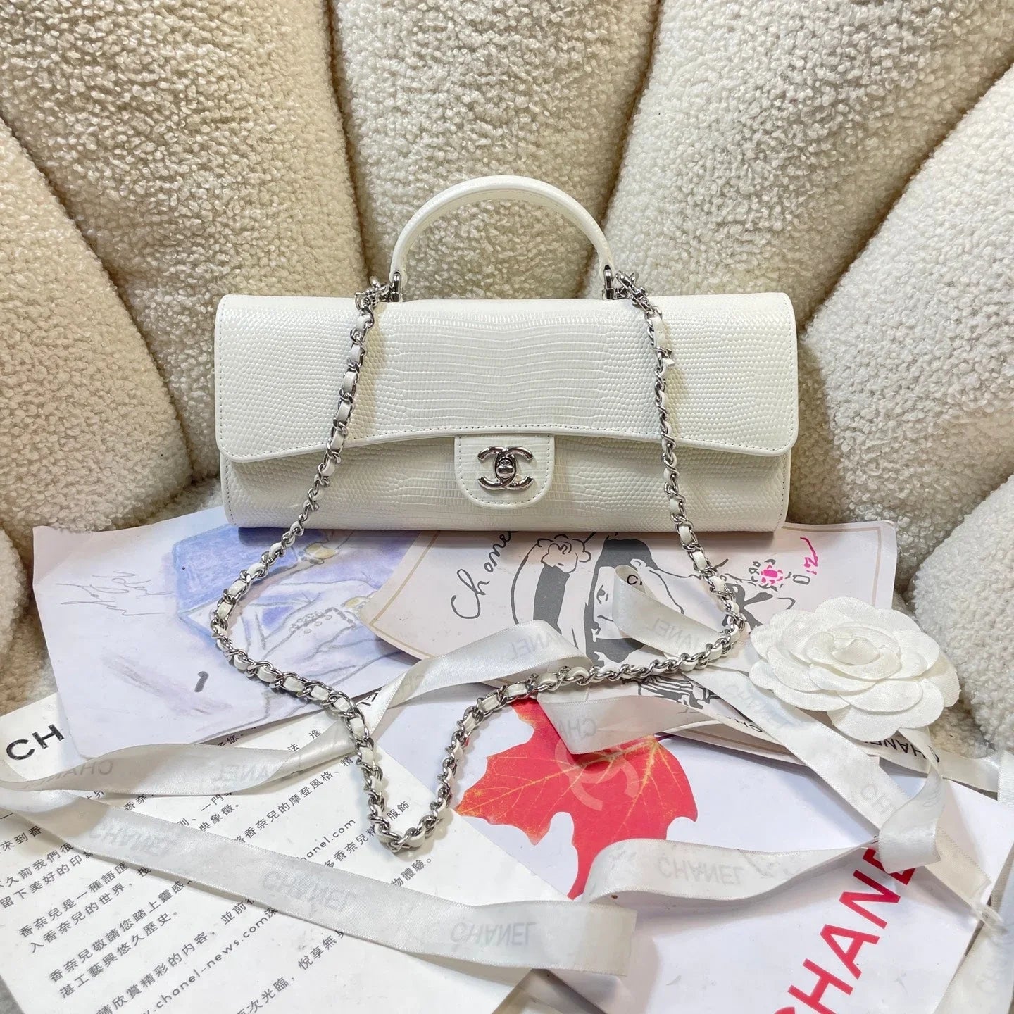 Chanel 2026 Lizard-Embossed Top Handle Bag 25cm Leather