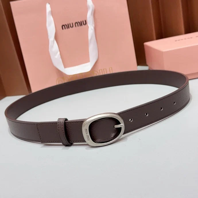 Miumiu2026 Oval Buckle Belt 30mm Leather