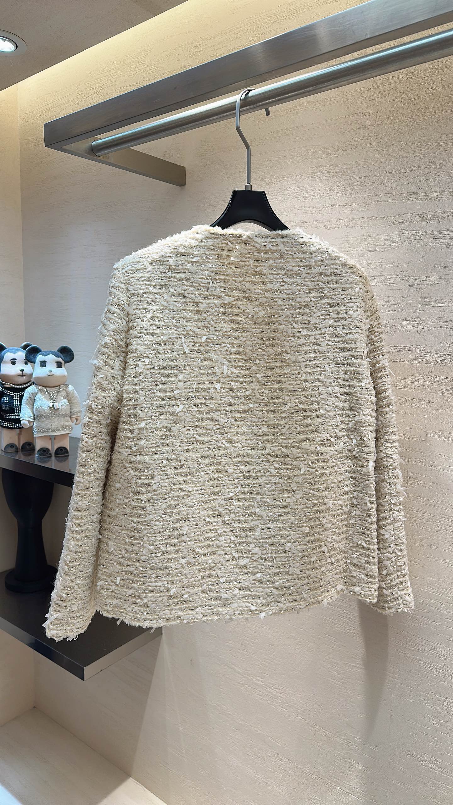 CC Fringe Jacket Cream White Tweed 415601