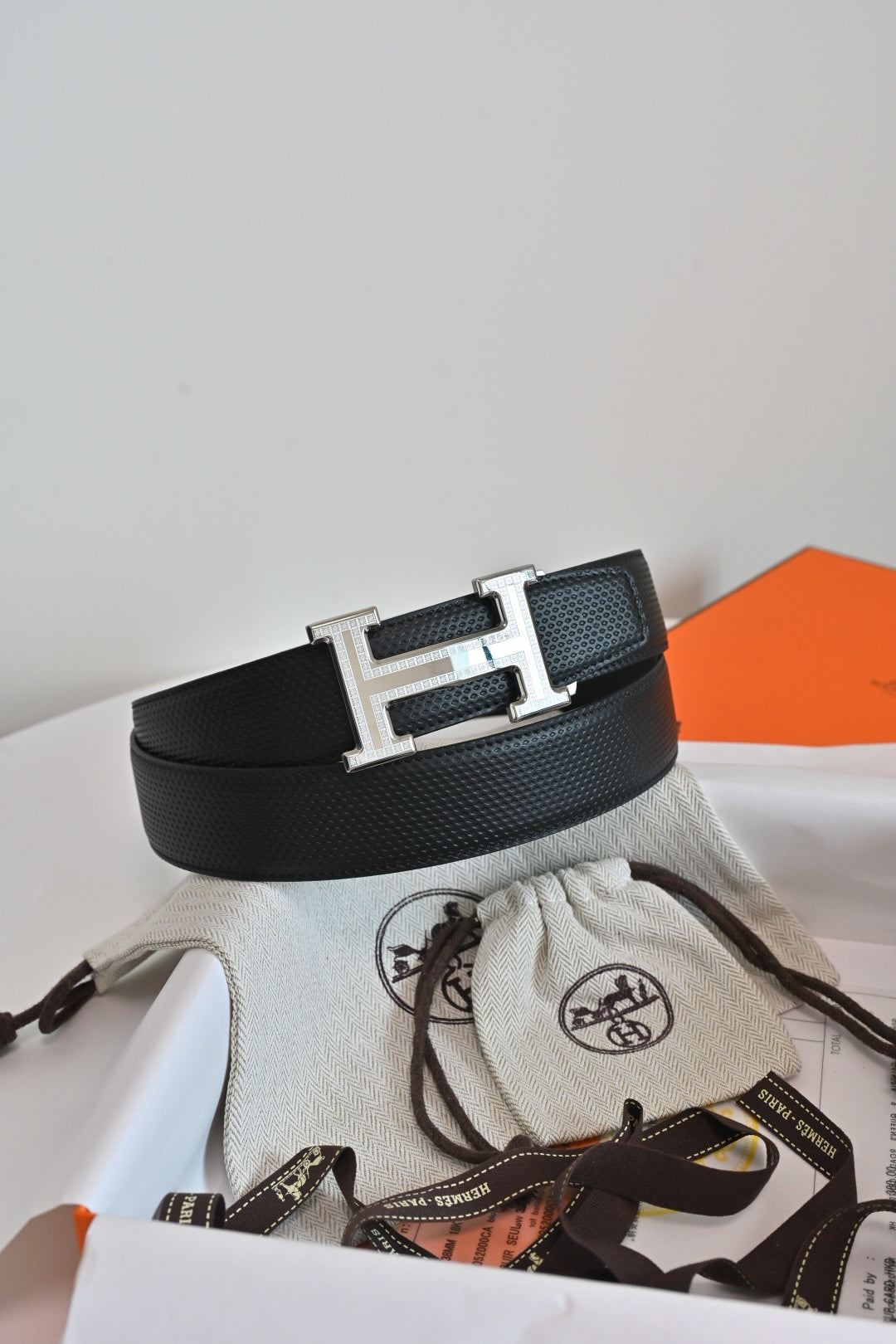 Hermes FW26 H Striated Reversible Belt 35mm Epsom Leather 219887