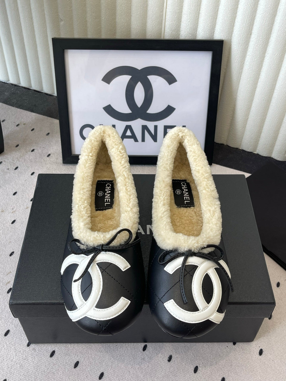 Chanel FW26 Ballerina Flats Moccasin Shearling 190042
