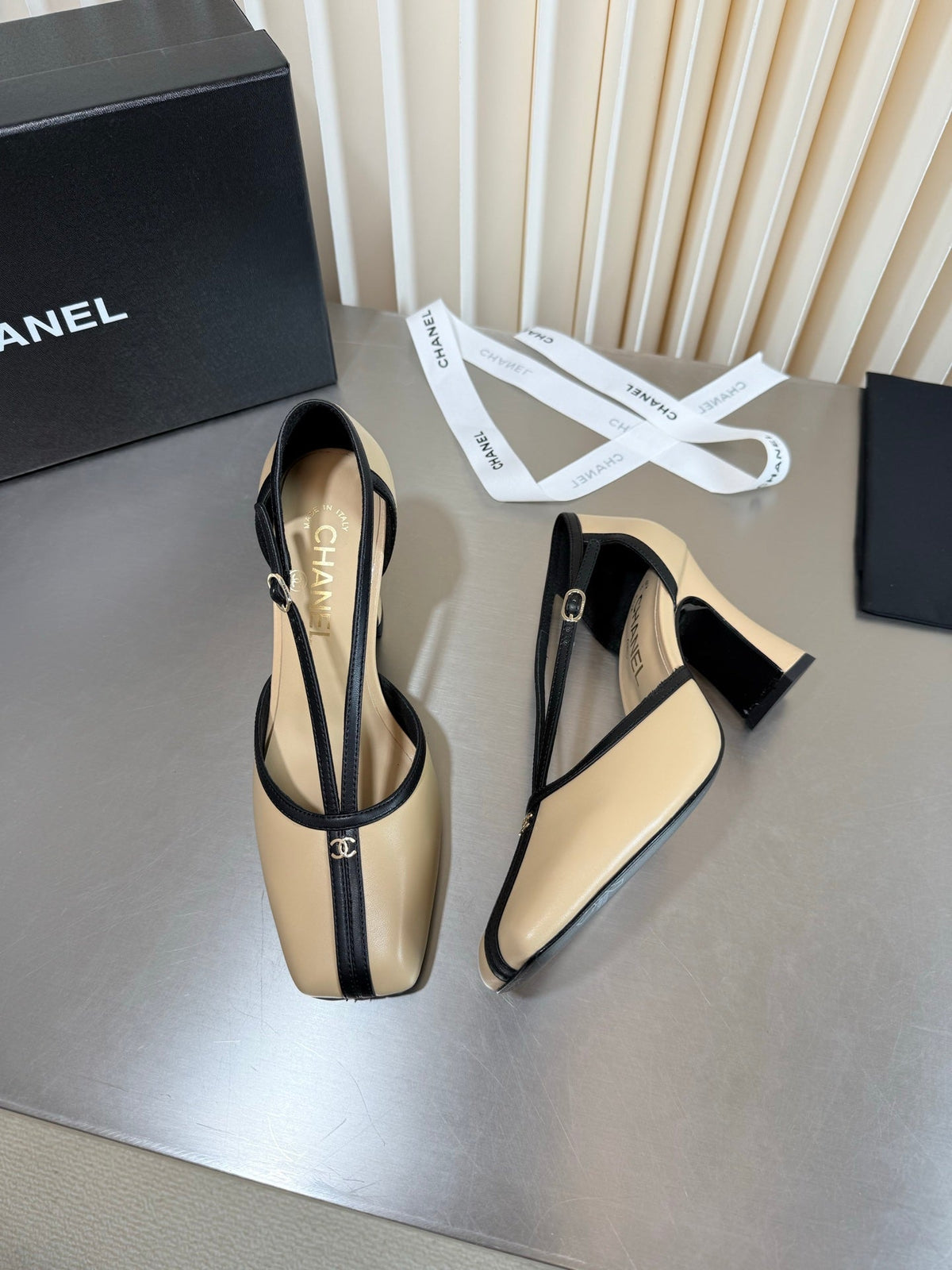 Chanel 2026 Strappy Square Toe Slingback 8.5cm Leather 190624