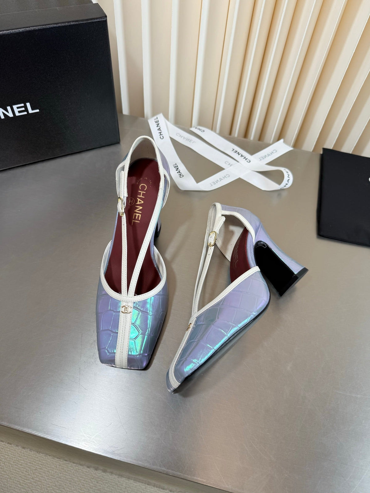 Chanel 2026 Strappy Square Toe Slingback 8.5cm Leather 190624