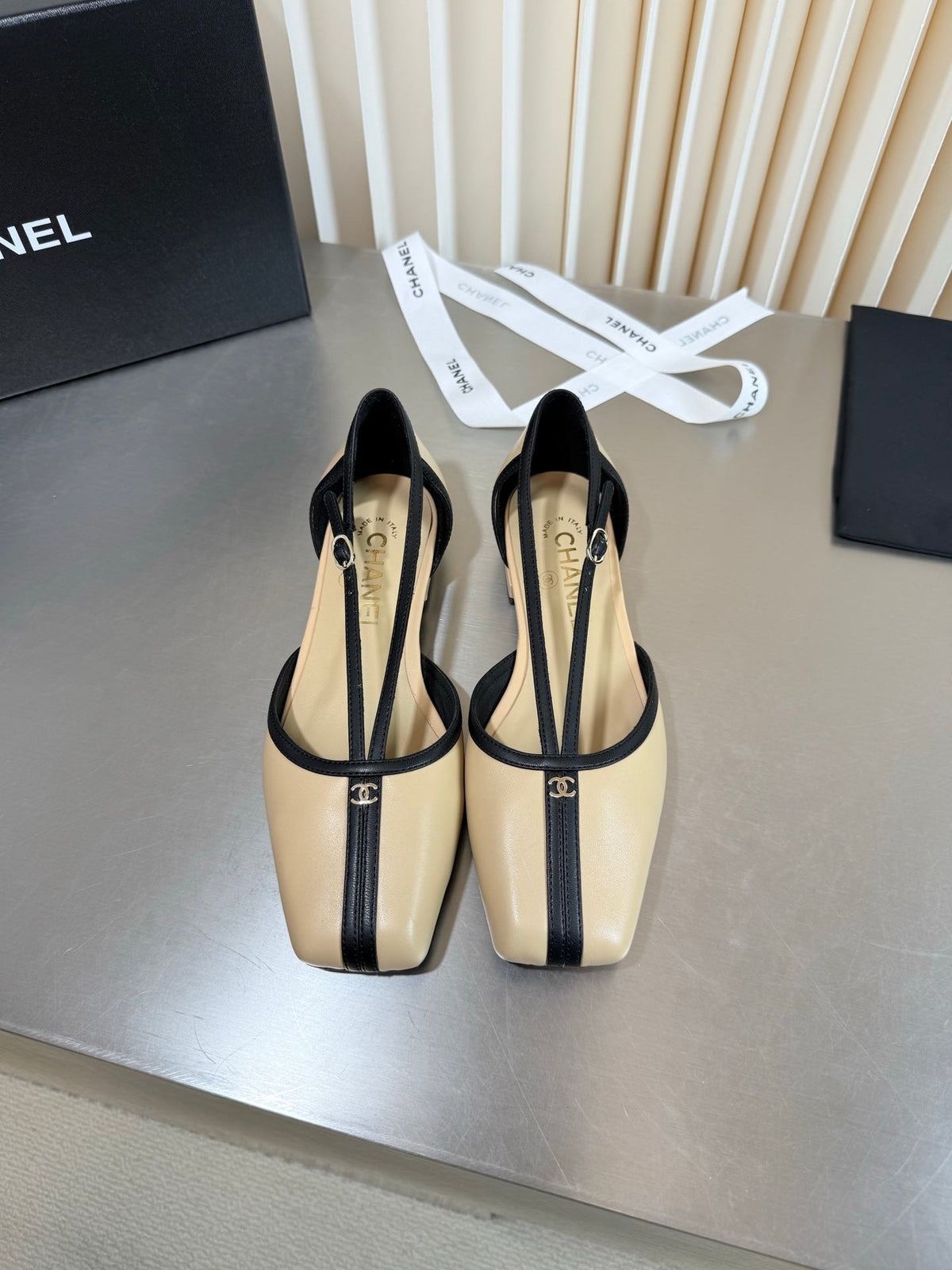 Chanel 2026 Strappy Square Toe Ballet Flat Leather 190638