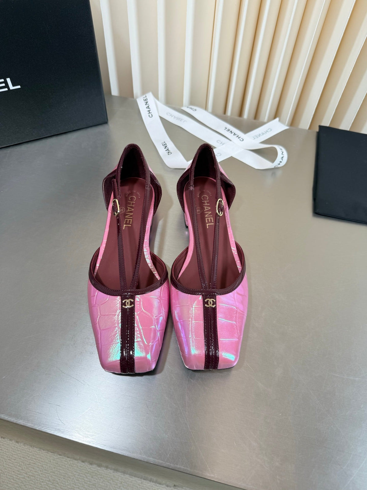 Chanel 2026 Strappy Square Toe Ballet Flat Leather 190638