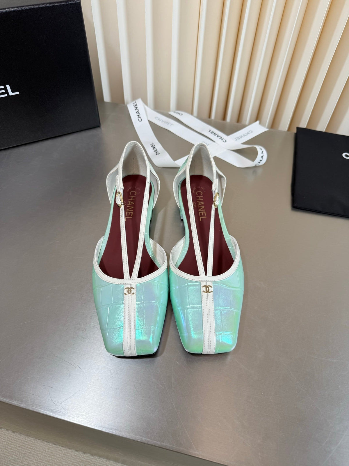 Chanel 2026 Strappy Square Toe Ballet Flat Leather 190638