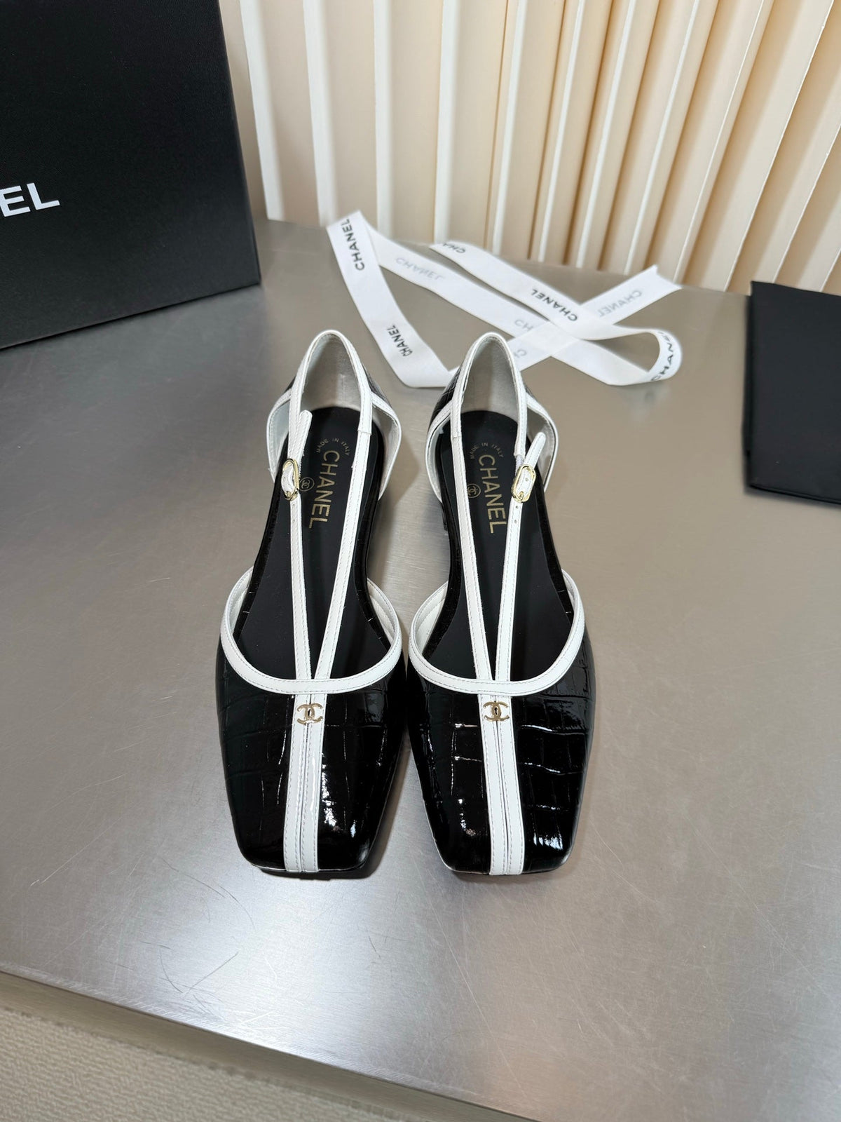 Chanel 2026 Strappy Square Toe Ballet Flat Leather 190638