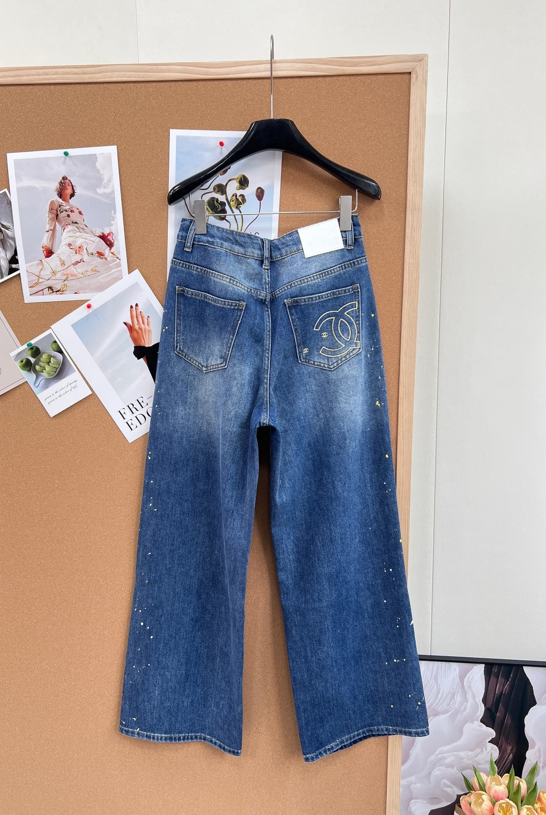Chanel 2026 Splatter-Paint Denim Pant Blue Cotton 148270