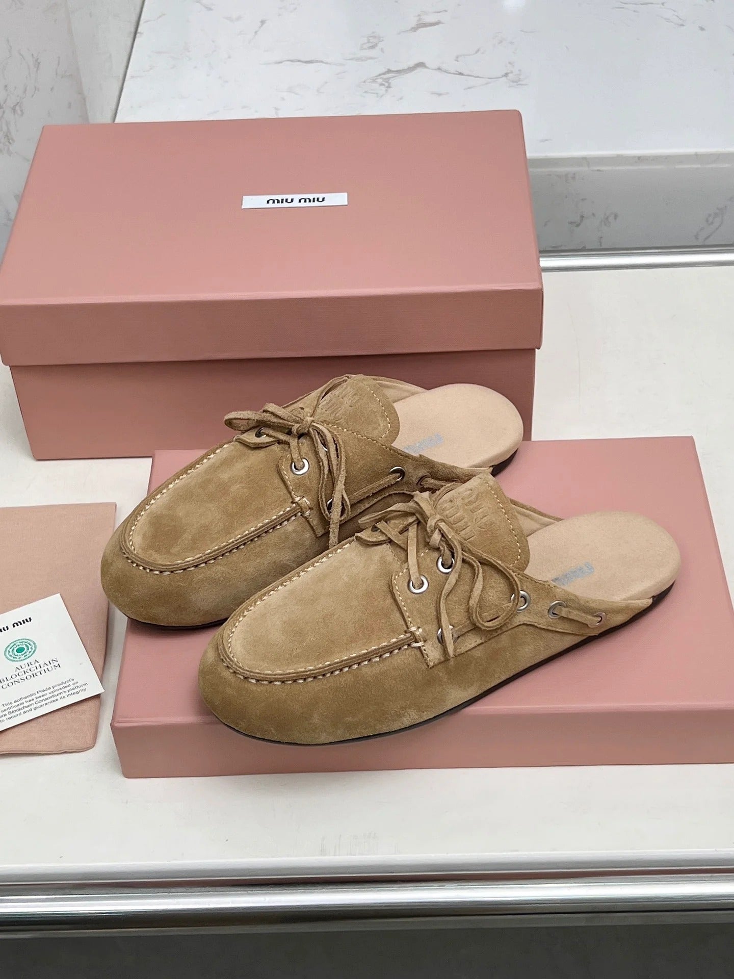 Miumiu 2026 Faded Mules Light Brown Suede 326958